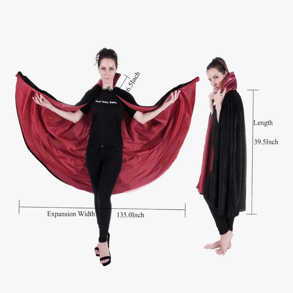 Adult vampire cape black and red